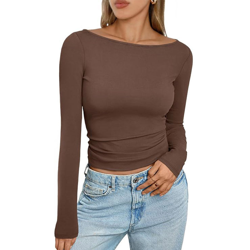 Undershirt Shoulder Slimming Boat-neck Top