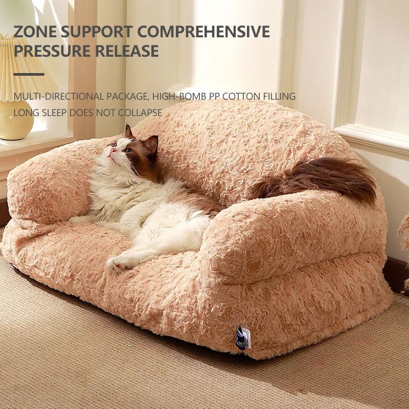 Plush Pet Sofa Bed - All-season, Non-slip Bottom, Durable And Scratch-resistant, Suitable For Dogs And Cats