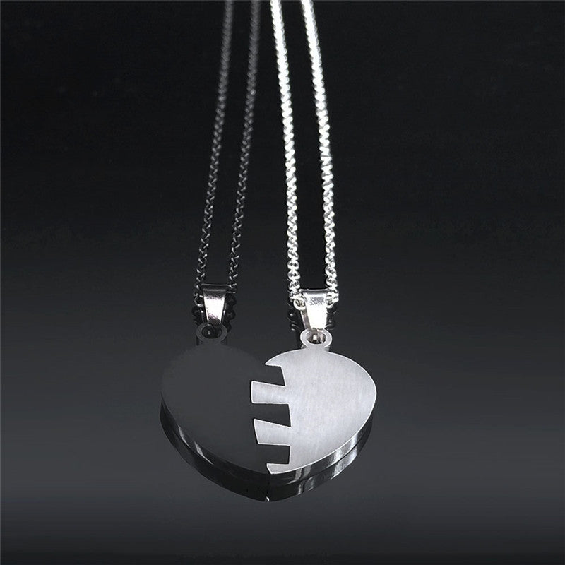 Couples Stainless Steel Love Necklace Splicing Simple