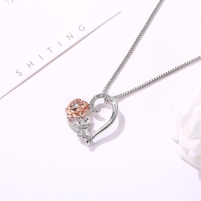 Love Rose Zircon Necklace Necklace Romance