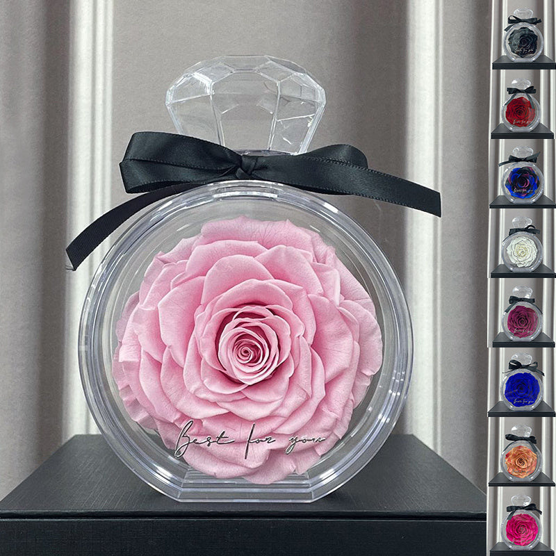 Natural Eternal Flower Ornaments Transparent Cover Dried Rose Gift Box For Christmas New Year Valentine's Day Home Decor