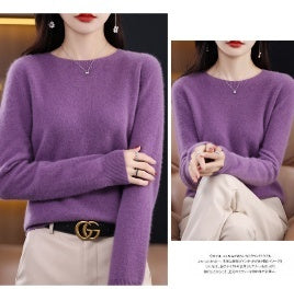 Pure Wool Sweater Crew Neck Pullover Sweater Loose Bottoming Shirt