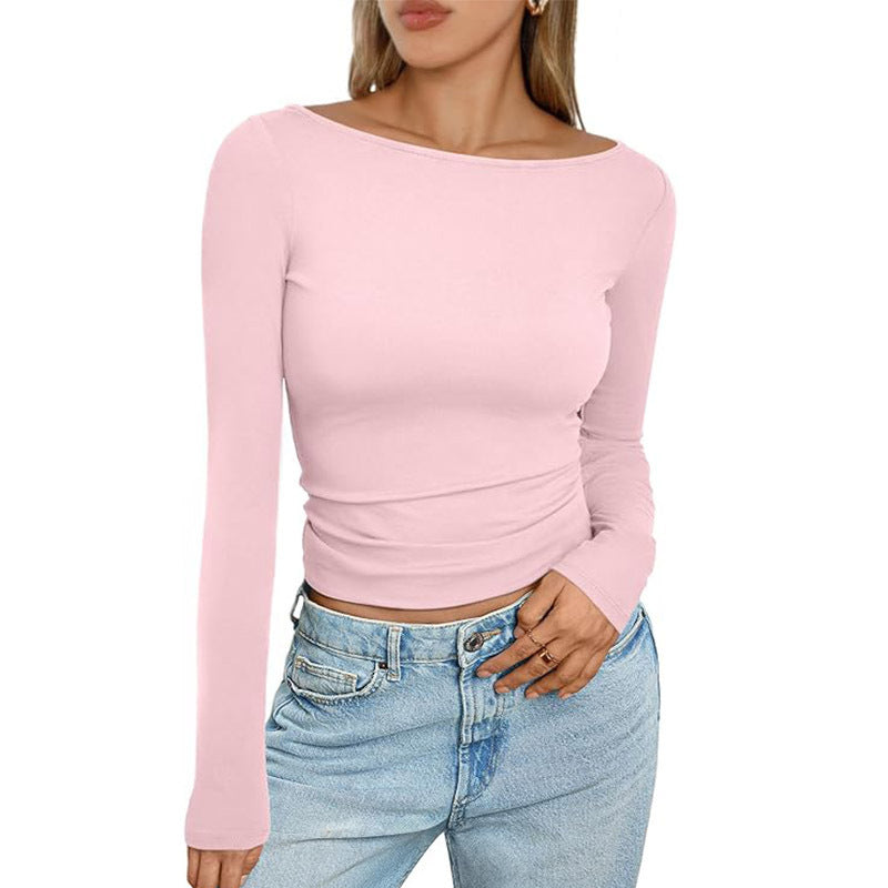 Undershirt Shoulder Slimming Boat-neck Top