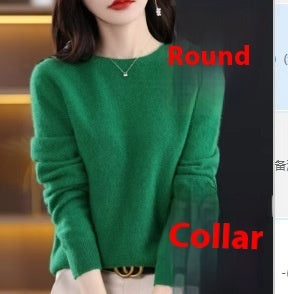 Pure Wool Sweater Crew Neck Pullover Sweater Loose Bottoming Shirt