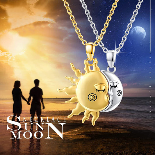 18K Golden Magnetic Sun Star Necklace Fashion Personality Couple Pendant Necklace Valentine's Day Gift