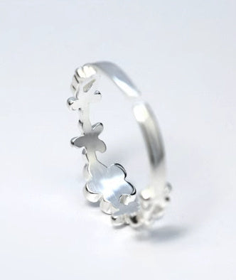 Silver Ring Little Flower Adjustable Opening