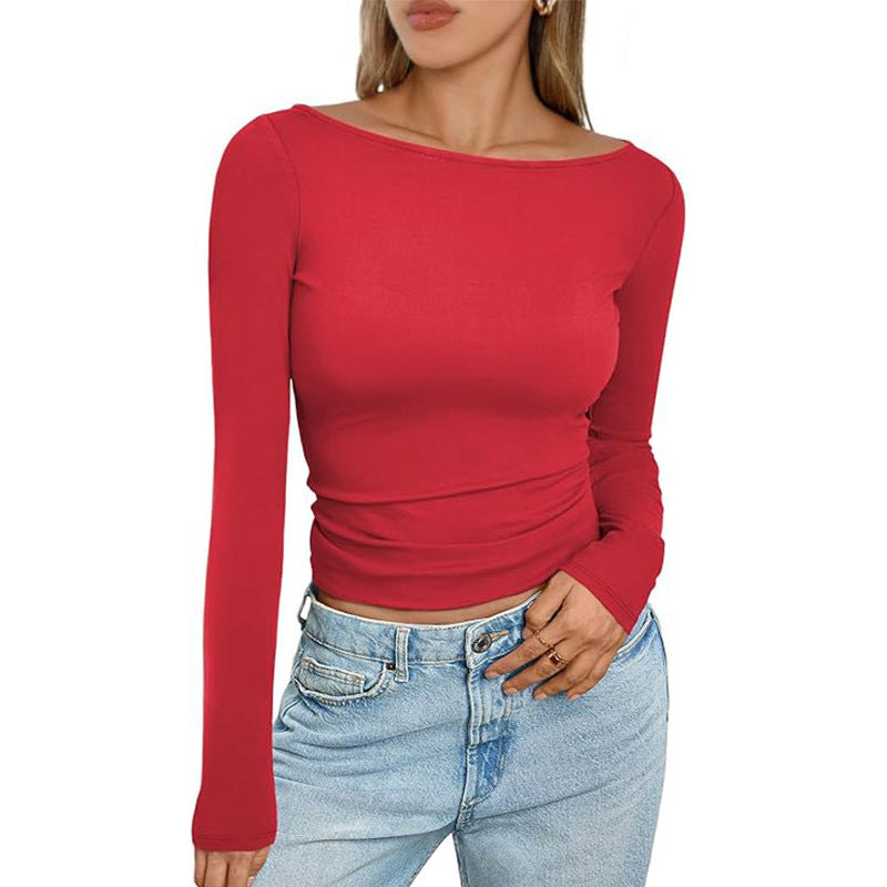 Undershirt Shoulder Slimming Boat-neck Top