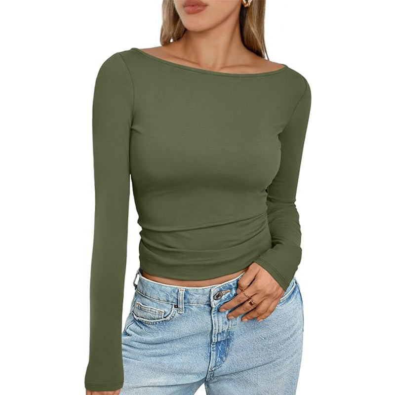 Undershirt Shoulder Slimming Boat-neck Top