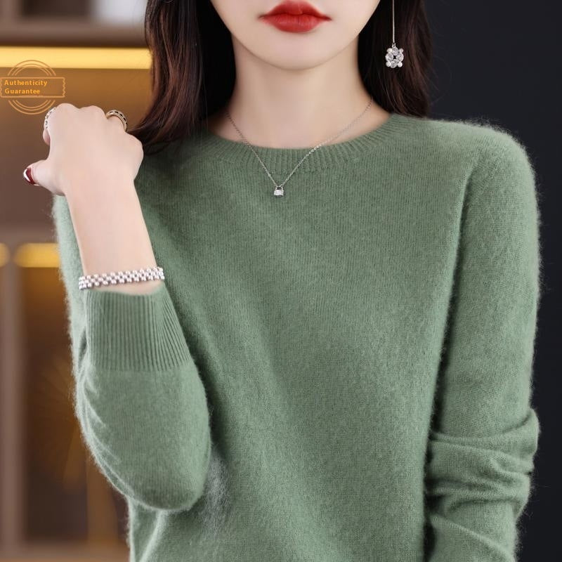 Pure Wool Sweater Crew Neck Pullover Sweater Loose Bottoming Shirt