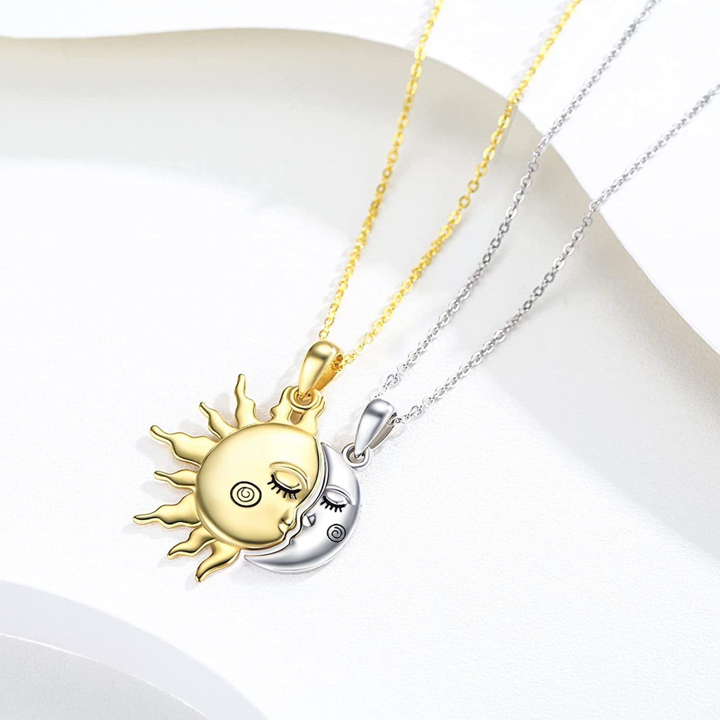 18K Golden Magnetic Sun Star Necklace Fashion Personality Couple Pendant Necklace Valentine's Day Gift