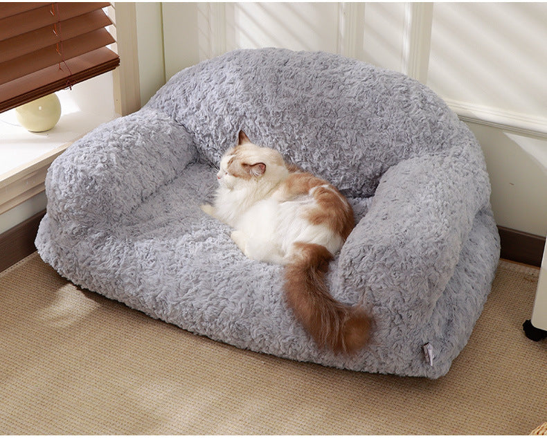 Plush Pet Sofa Bed - All-season, Non-slip Bottom, Durable And Scratch-resistant, Suitable For Dogs And Cats