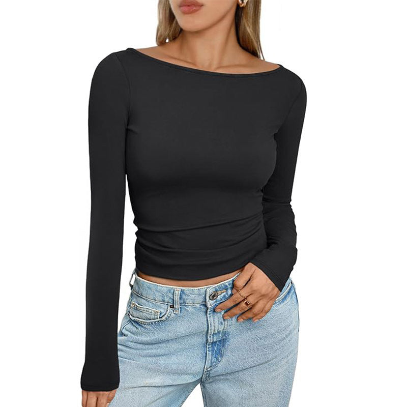 Undershirt Shoulder Slimming Boat-neck Top