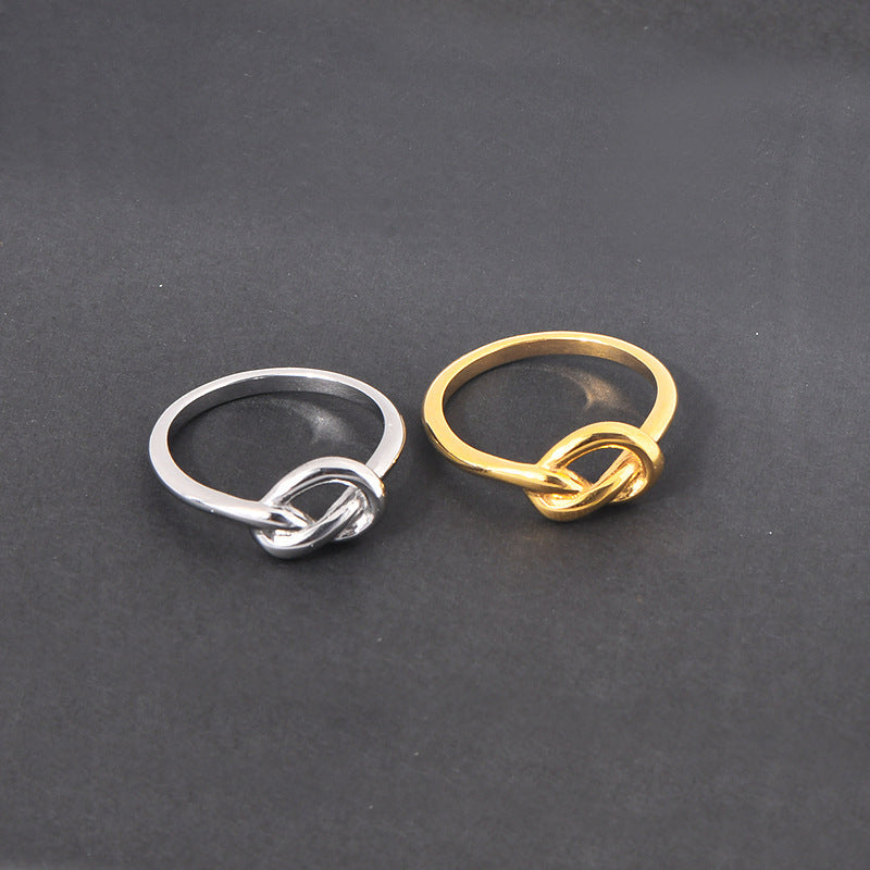 Knotted Heart Knot Titanium Steel Hipster Men And Women Neutral Tail Ring