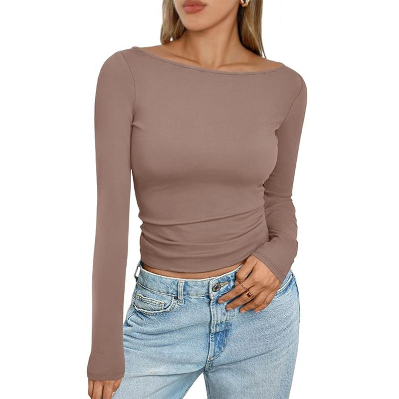 Undershirt Shoulder Slimming Boat-neck Top