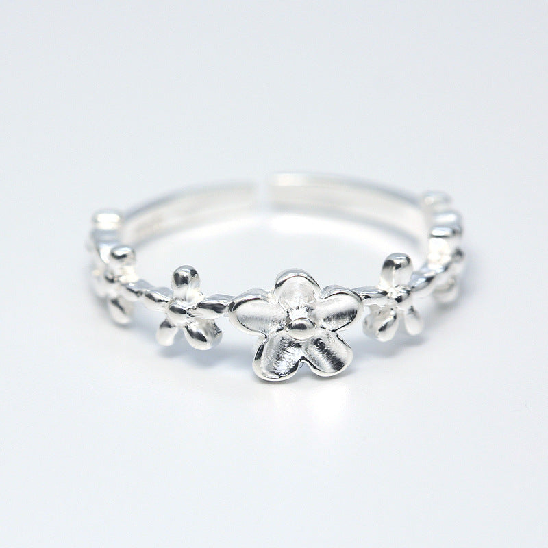 Silver Ring Little Flower Adjustable Opening