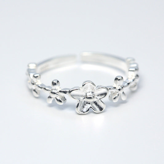 Silver Ring Little Flower Adjustable Opening