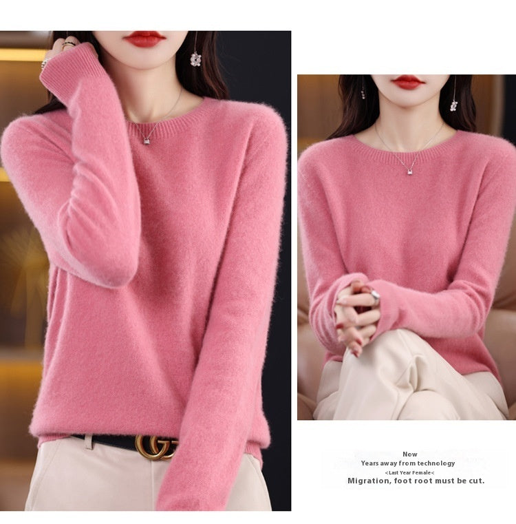 Pure Wool Sweater Crew Neck Pullover Sweater Loose Bottoming Shirt