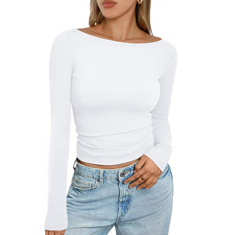 Undershirt Shoulder Slimming Boat-neck Top